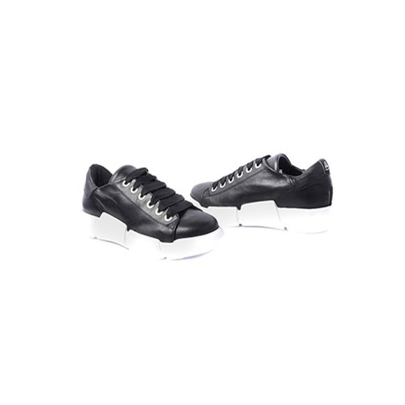 Elena Lachi Black Lace up Leather Sneaker - Picture 3 of 5